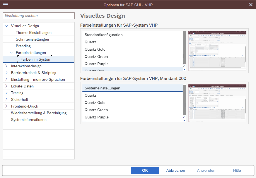 SAP GUI Farben anpassen - Toenjes Consulting GmbH